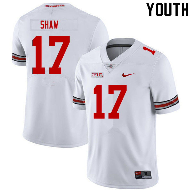 Ohio State Buckeyes Bryson Shaw Youth #17 White Authentic Stitched College Football Jersey